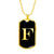 Initial F v2a - 18k Gold Finished Luxury Dog Tag Necklace