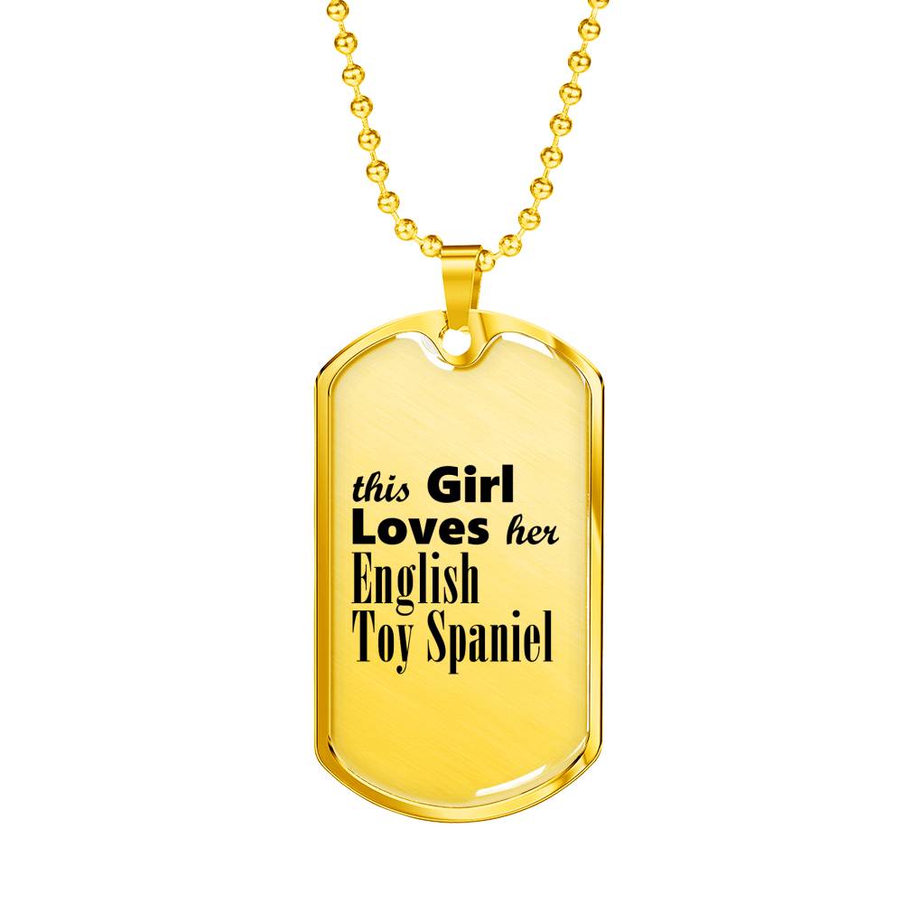 English Toy Spaniel - 18k Gold Finished Luxury Dog Tag Necklace