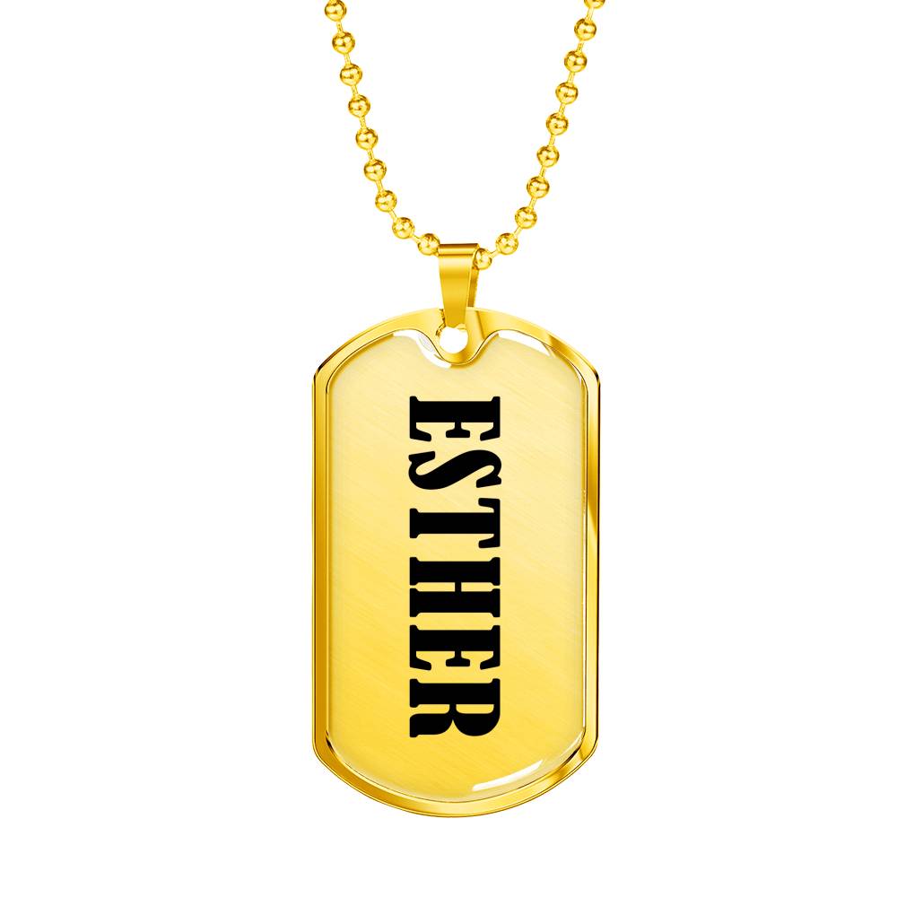 Esther v01 - 18k Gold Finished Luxury Dog Tag Necklace
