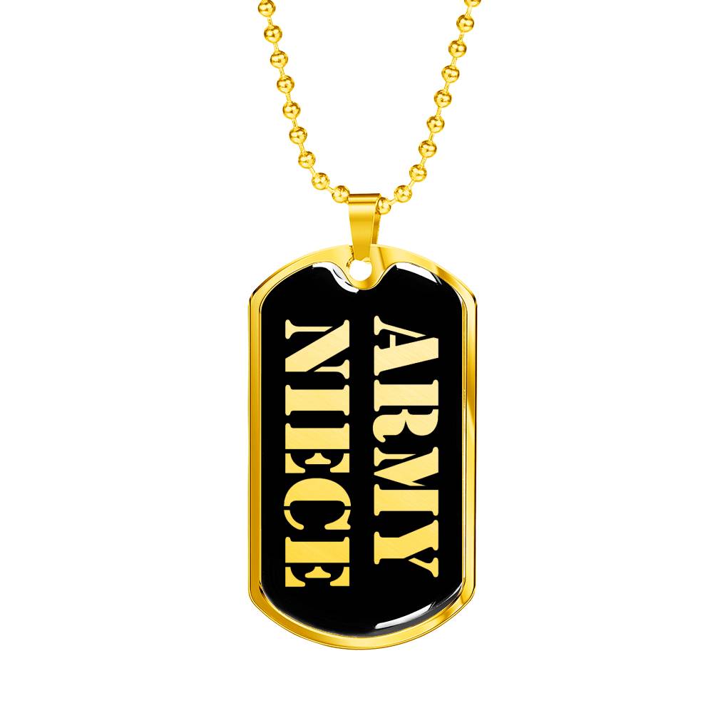 Army Niece v2 - 18k Gold Finished Luxury Dog Tag Necklace