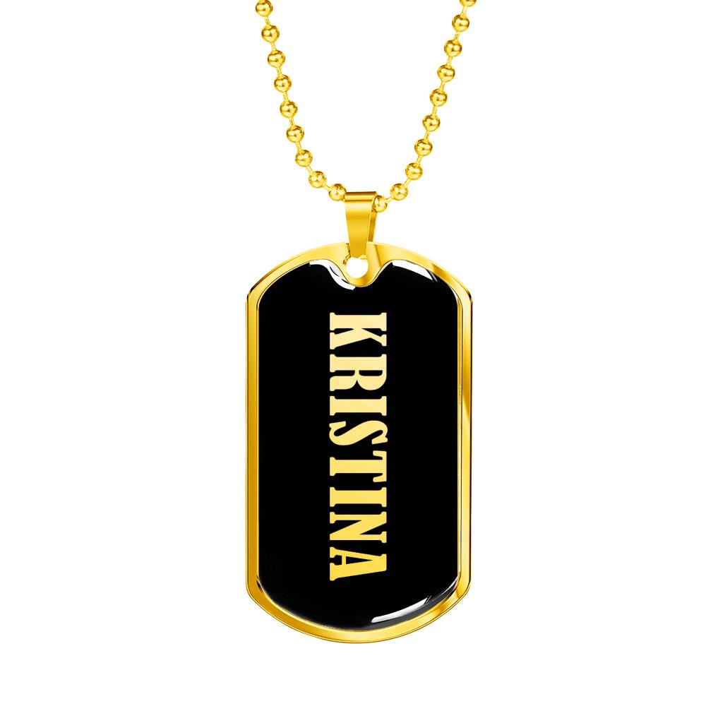 Kristina v02 - 18k Gold Finished Luxury Dog Tag Necklace