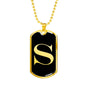 Initial S v2a - 18k Gold Finished Luxury Dog Tag Necklace