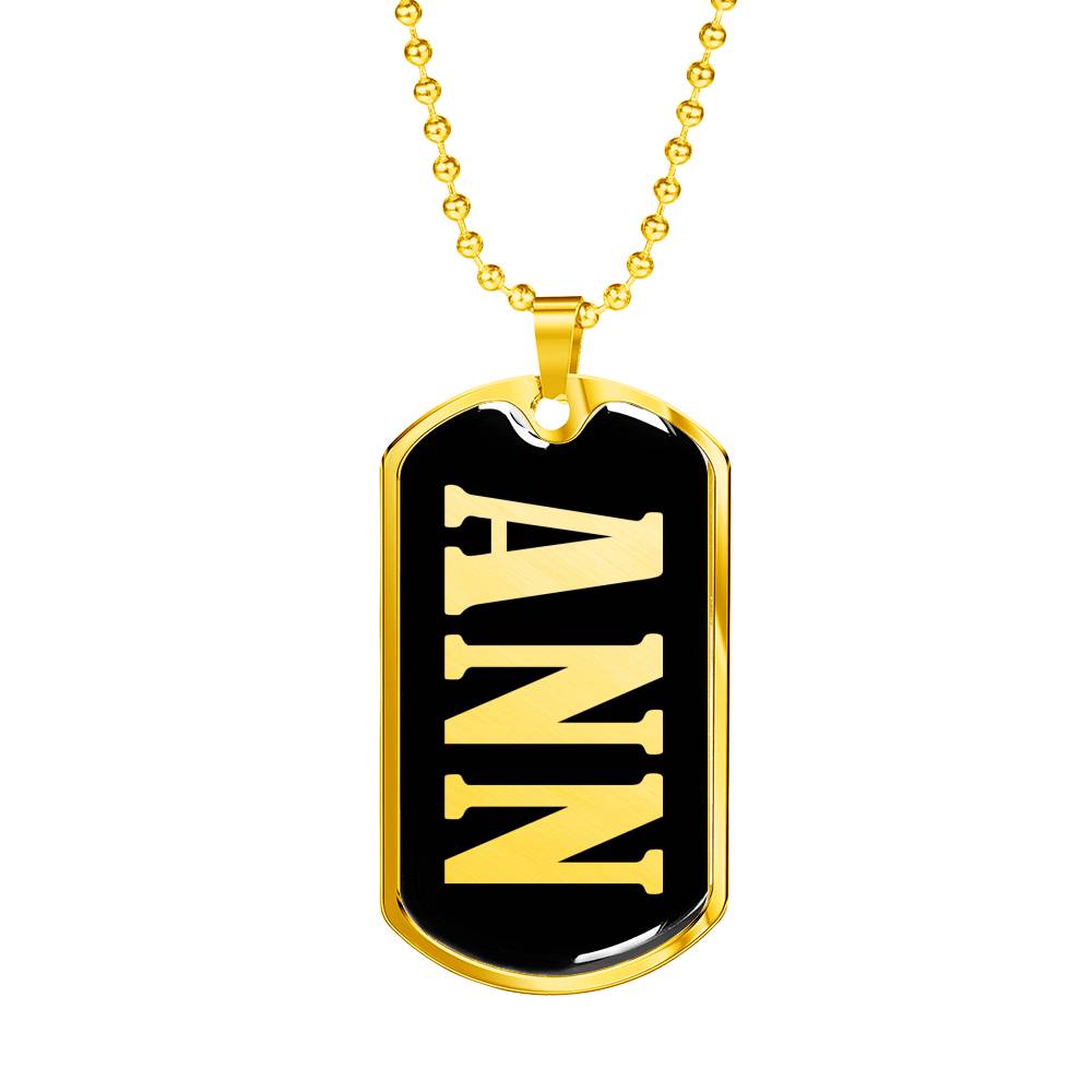 Ann v02 - 18k Gold Finished Luxury Dog Tag Necklace