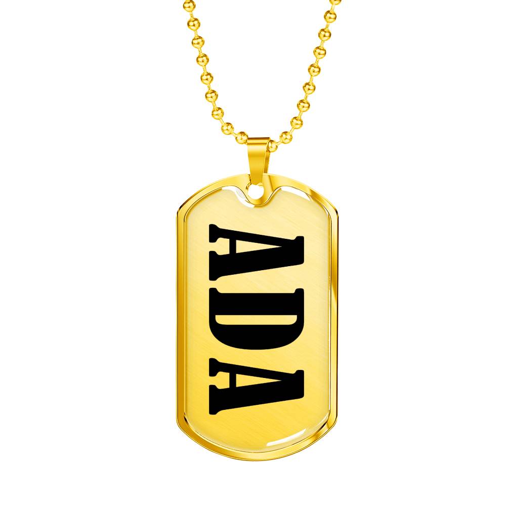 Ada v01 - 18k Gold Finished Luxury Dog Tag Necklace