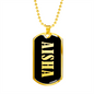 Aisha v02 - 18k Gold Finished Luxury Dog Tag Necklace