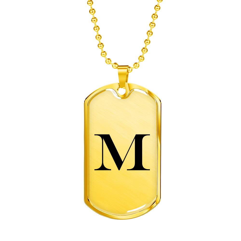 Initial M v1a - 18k Gold Finished Luxury Dog Tag Necklace