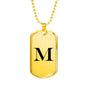 Initial M v1a - 18k Gold Finished Luxury Dog Tag Necklace
