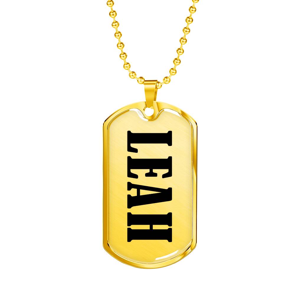 Leah v01 - 18k Gold Finished Luxury Dog Tag Necklace