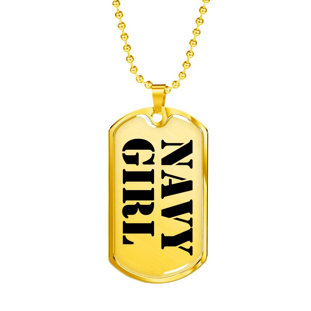 Navy Girl - 18k Gold Finished Luxury Dog Tag Necklace