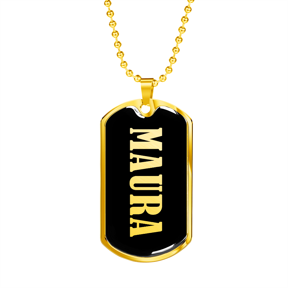 Maura v02 - 18k Gold Finished Luxury Dog Tag Necklace