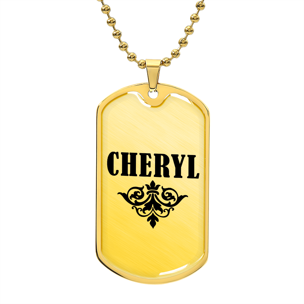 Cheryl v01a - 18k Gold Finished Luxury Dog Tag Necklace