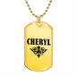 Cheryl v01a - 18k Gold Finished Luxury Dog Tag Necklace