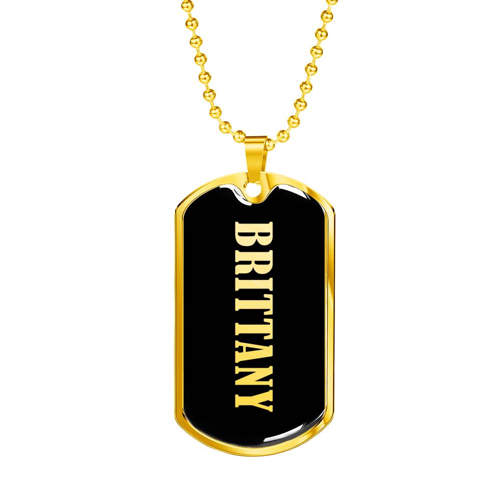 Brittany v02 - 18k Gold Finished Luxury Dog Tag Necklace