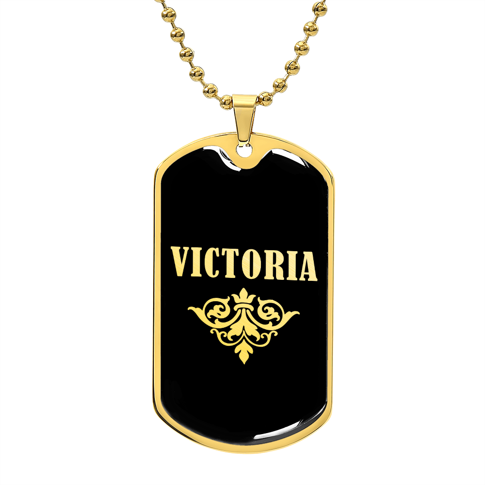 Victoria v02a - 18k Gold Finished Luxury Dog Tag Necklace