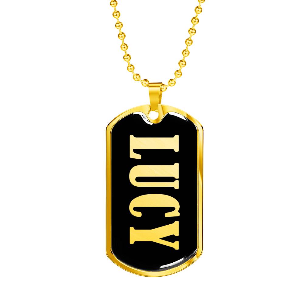 Lucy v02 - 18k Gold Finished Luxury Dog Tag Necklace
