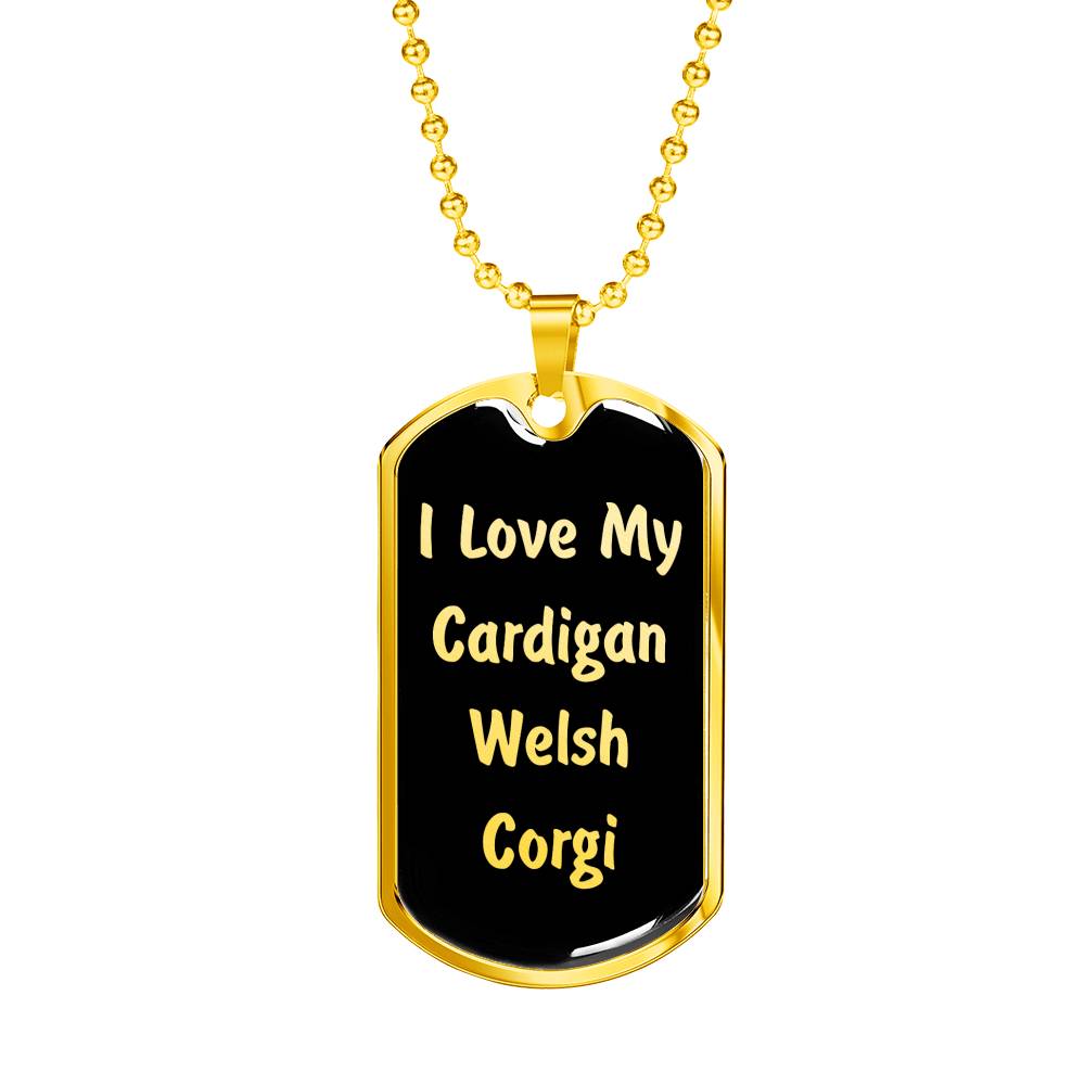 Love My Cardigan Welsh Corgi v5 - 18k Gold Finished Luxury Dog Tag Necklace