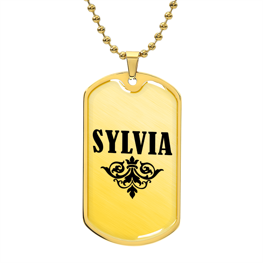 Sylvia v01a - 18k Gold Finished Luxury Dog Tag Necklace