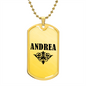 Andrea v01a - 18k Gold Finished Luxury Dog Tag Necklace