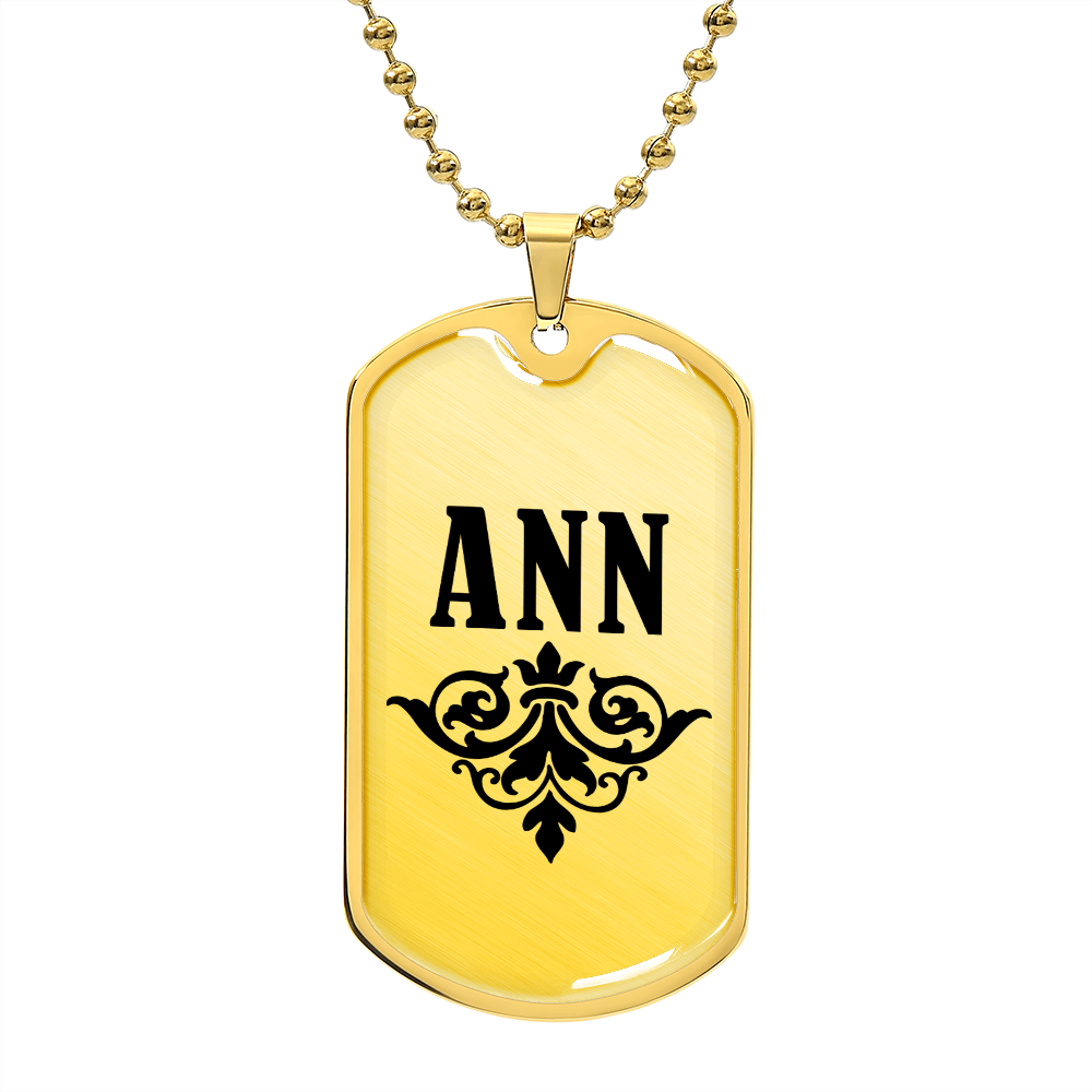 Ann v01a - 18k Gold Finished Luxury Dog Tag Necklace
