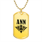 Ann v01a - 18k Gold Finished Luxury Dog Tag Necklace