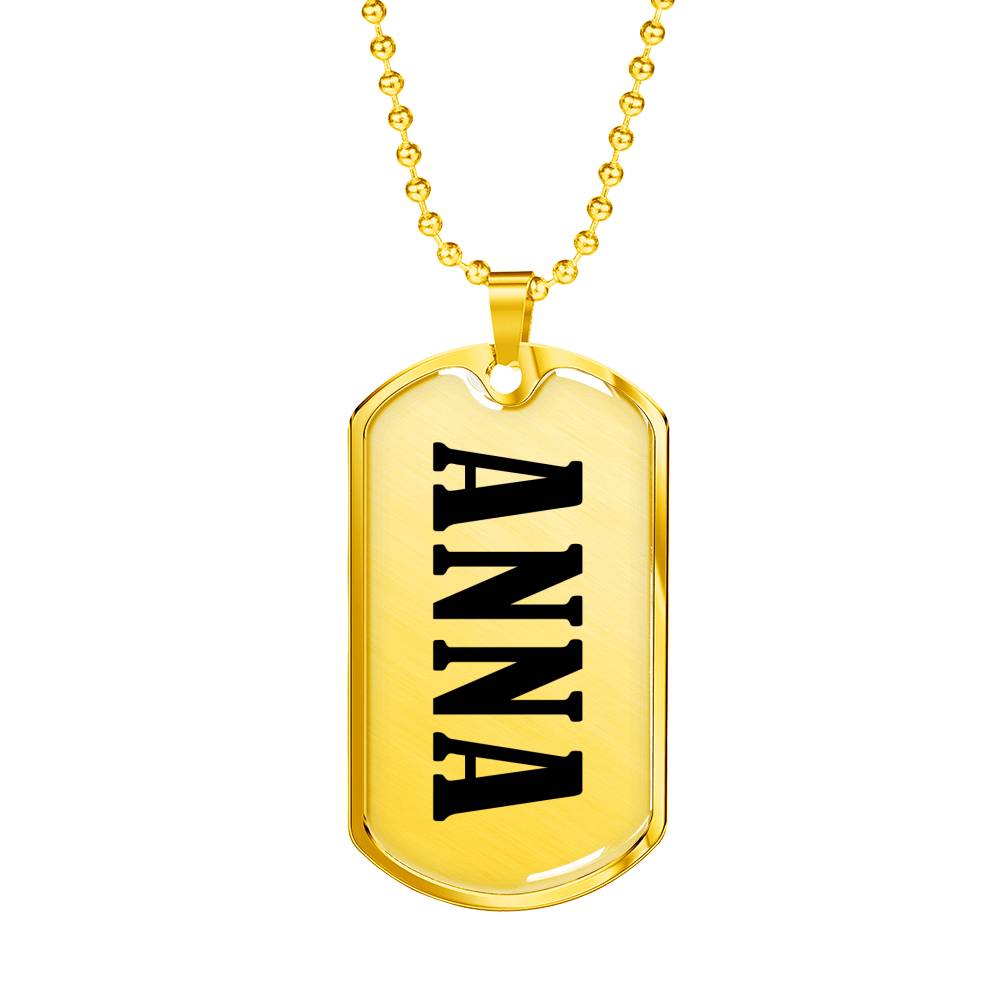 Anna v01 - 18k Gold Finished Luxury Dog Tag Necklace