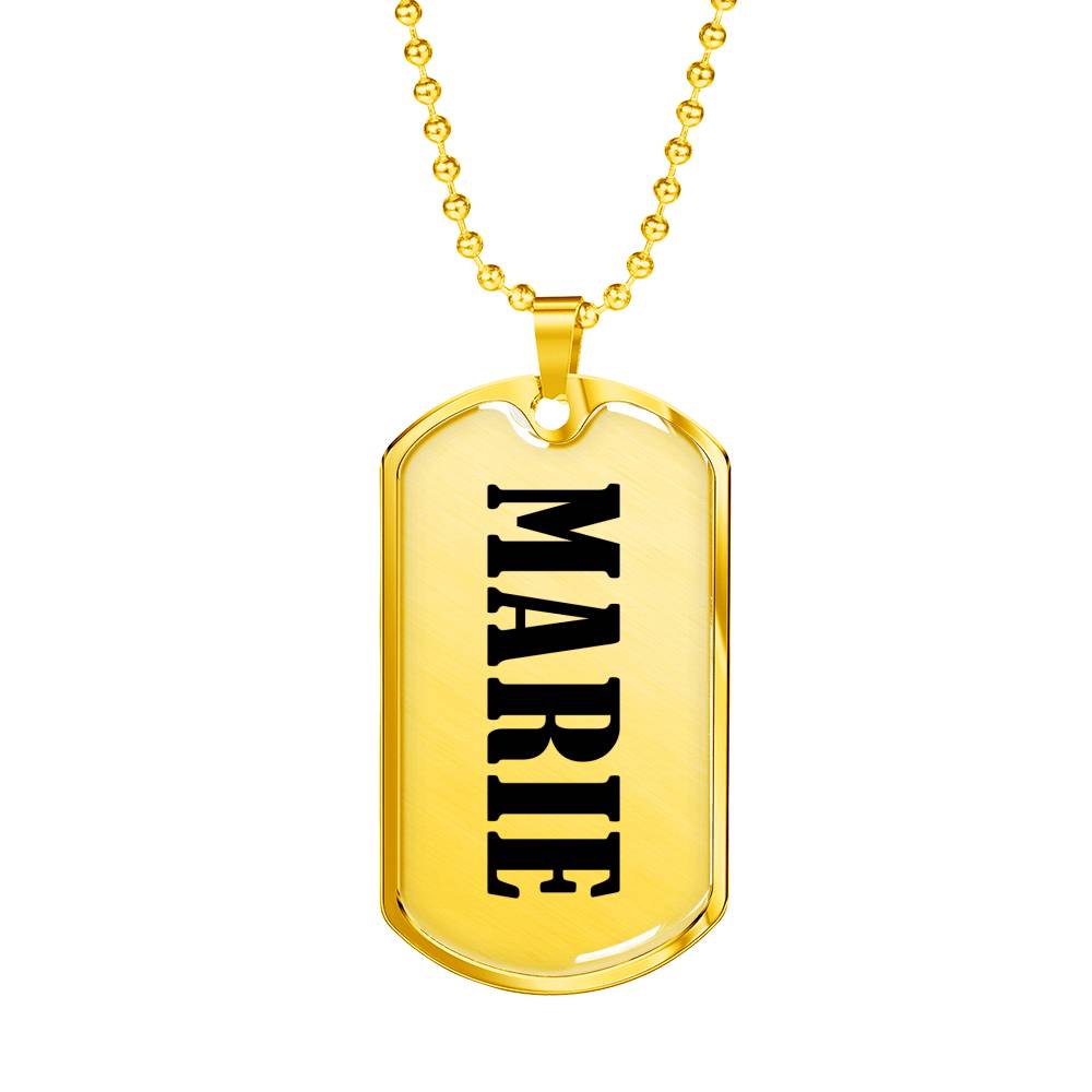 Marie v01 - 18k Gold Finished Luxury Dog Tag Necklace