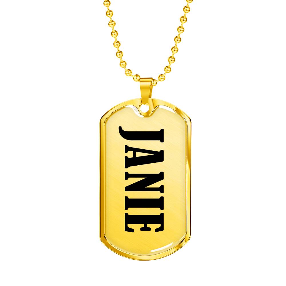 Janie v01 - 18k Gold Finished Luxury Dog Tag Necklace