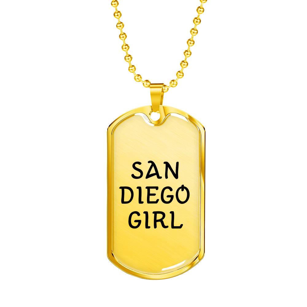 San Diego Girl - 18k Gold Finished Luxury Dog Tag Necklace