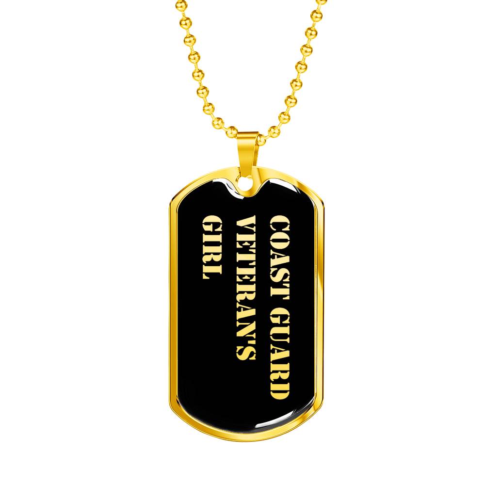 Coast Guard Veteran's Girl v2 - 18k Gold Finished Luxury Dog Tag Necklace