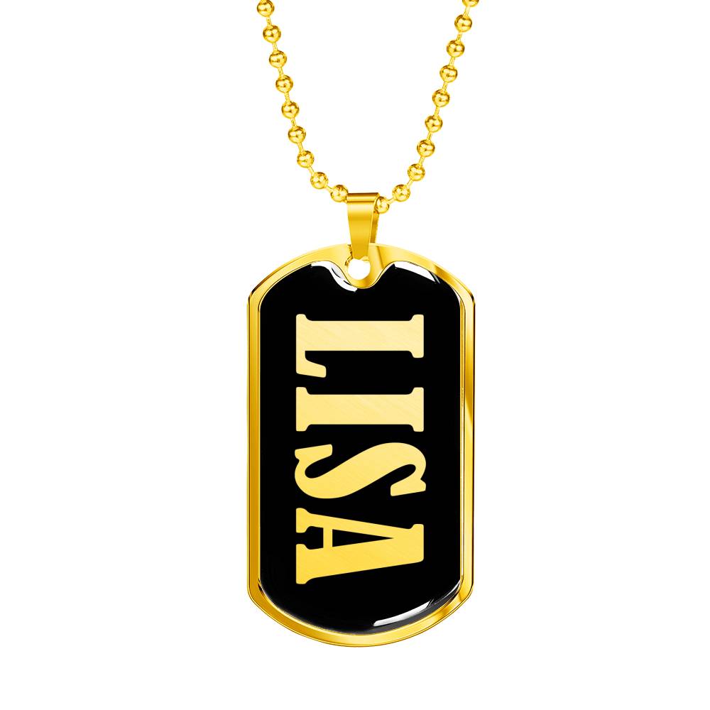 Lisa v02 - 18k Gold Finished Luxury Dog Tag Necklace