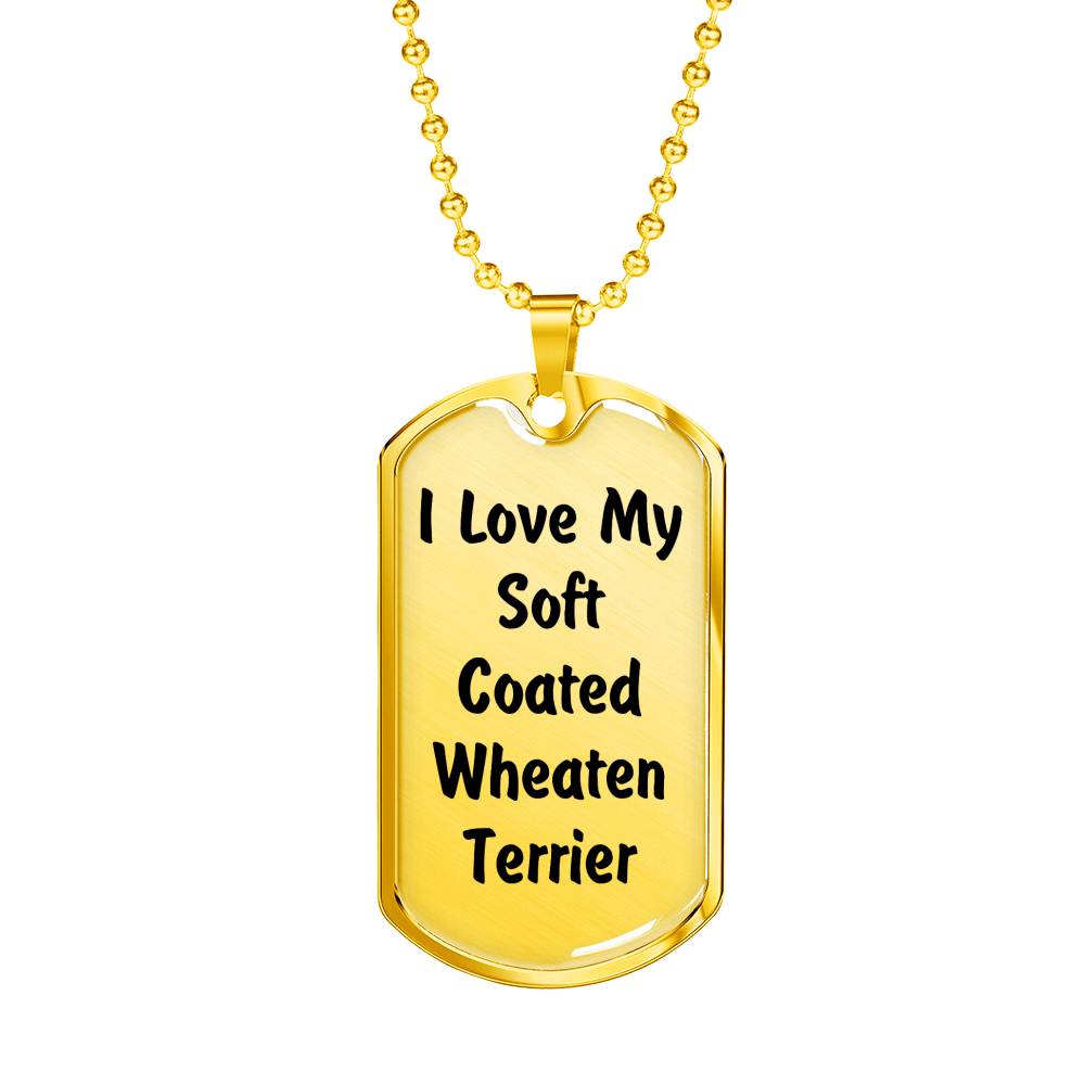 Love My Soft Coated Wheaten Terrier v4 - 18k Gold Finished Luxury Dog Tag Necklace