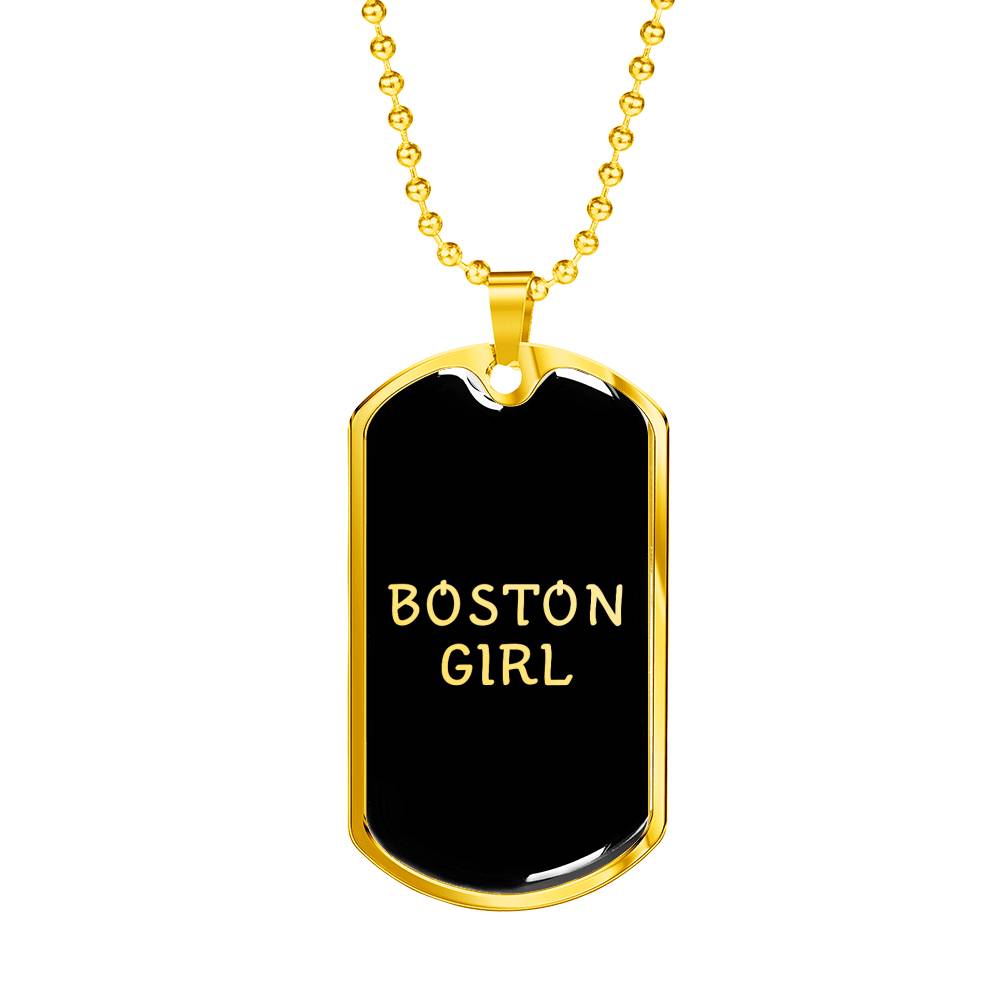 Boston Girl v2 - 18k Gold Finished Luxury Dog Tag Necklace