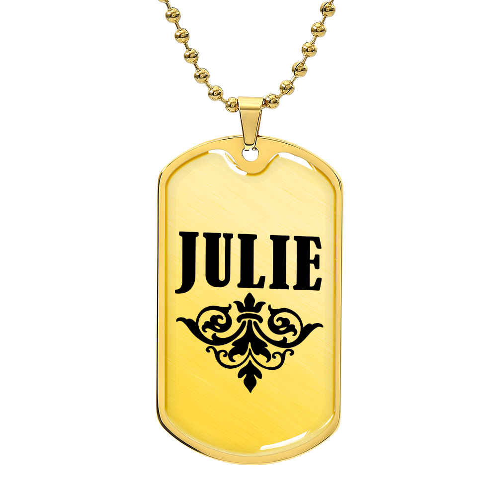 Julie v01a - 18k Gold Finished Luxury Dog Tag Necklace