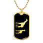 Mama Giraffe With 1 Calf v2 - 18k Gold Finished Luxury Dog Tag Necklace