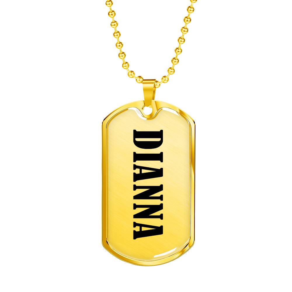 Dianna v01 - 18k Gold Finished Luxury Dog Tag Necklace