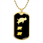 Mama Penguin With 2 Chicks v2 - 18k Gold Finished Luxury Dog Tag Necklace