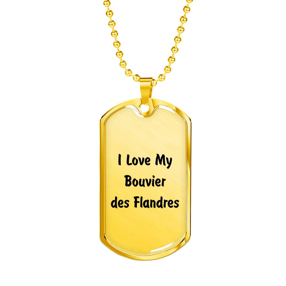 Love My Bouvier des Flandres v4 - 18k Gold Finished Luxury Dog Tag Necklace