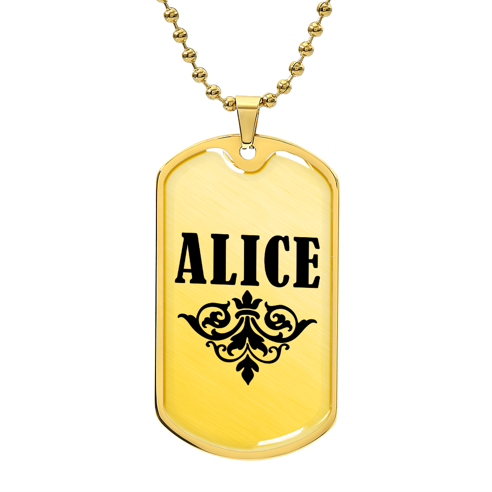 Alice v01a - 18k Gold Finished Luxury Dog Tag Necklace