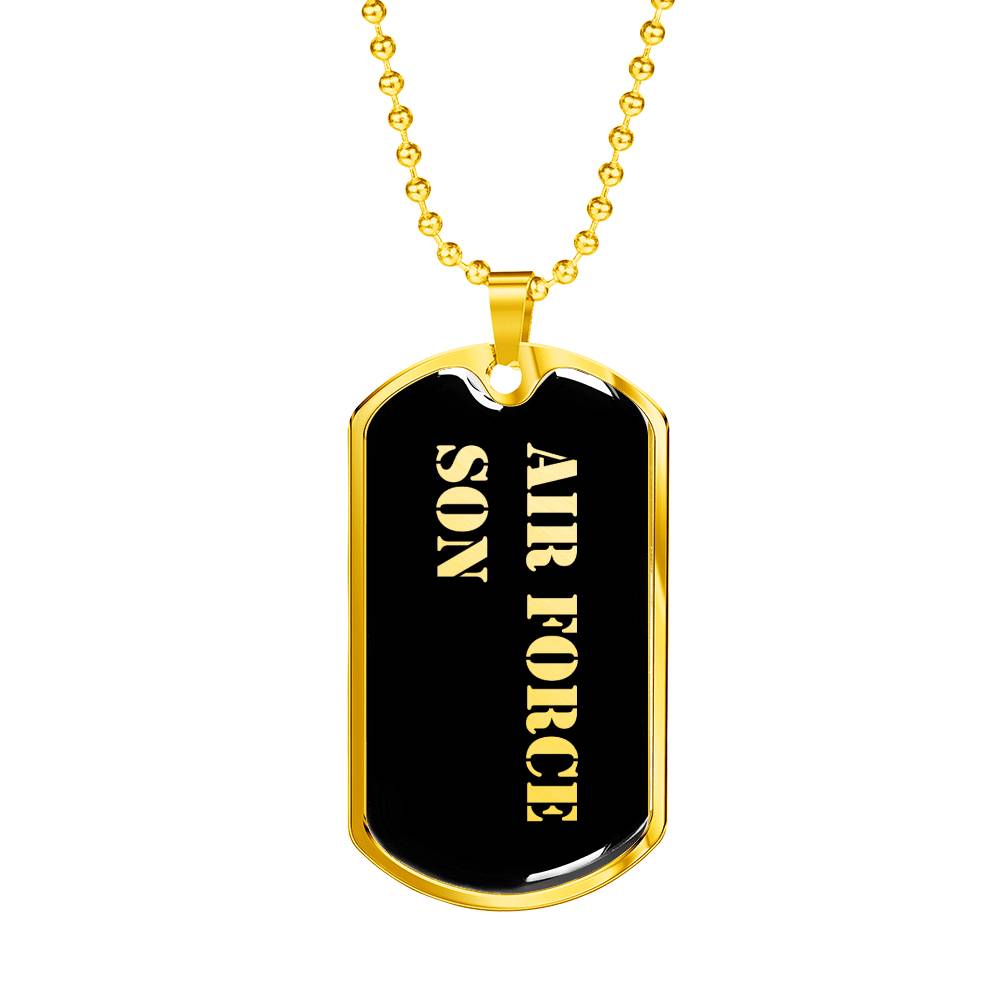 Air Force Son v2 - 18k Gold Finished Luxury Dog Tag Necklace