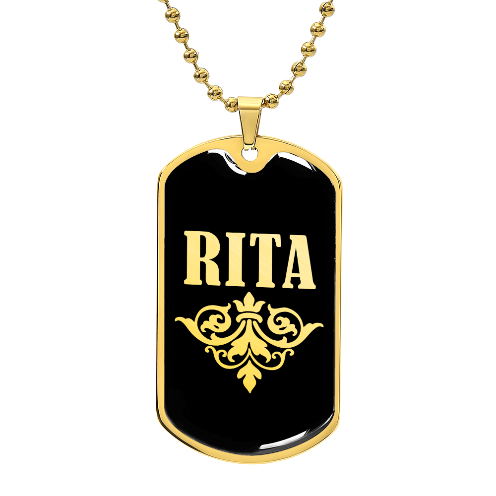 Rita v02a - 18k Gold Finished Luxury Dog Tag Necklace