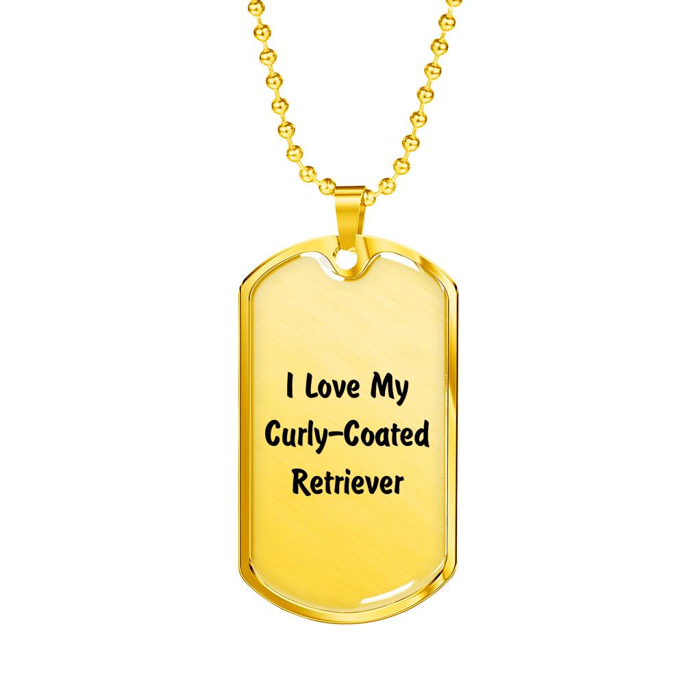 Love My Curly-Coated Retriever v4 - 18k Gold Finished Luxury Dog Tag Necklace
