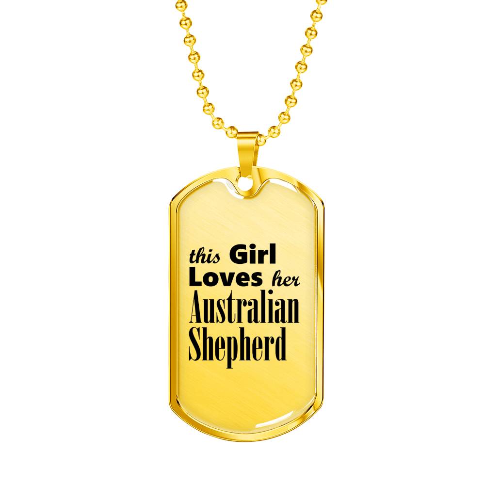 Australian Shepherd - 18k Gold Finished Luxury Dog Tag Necklace