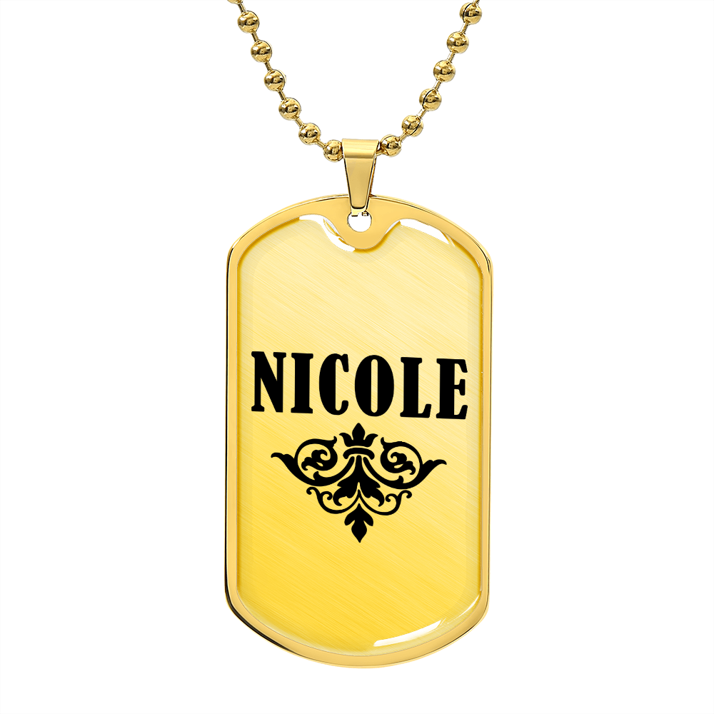 Nicole v01a - 18k Gold Finished Luxury Dog Tag Necklace
