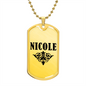 Nicole v01a - 18k Gold Finished Luxury Dog Tag Necklace