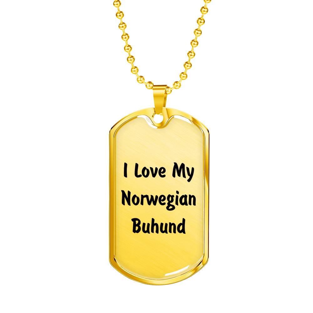 Love My Norwegian Buhund v4 - 18k Gold Finished Luxury Dog Tag Necklace