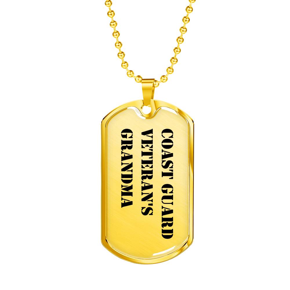 Coast Guard Veteran's Grandma - 18k Gold Finished Luxury Dog Tag Necklace
