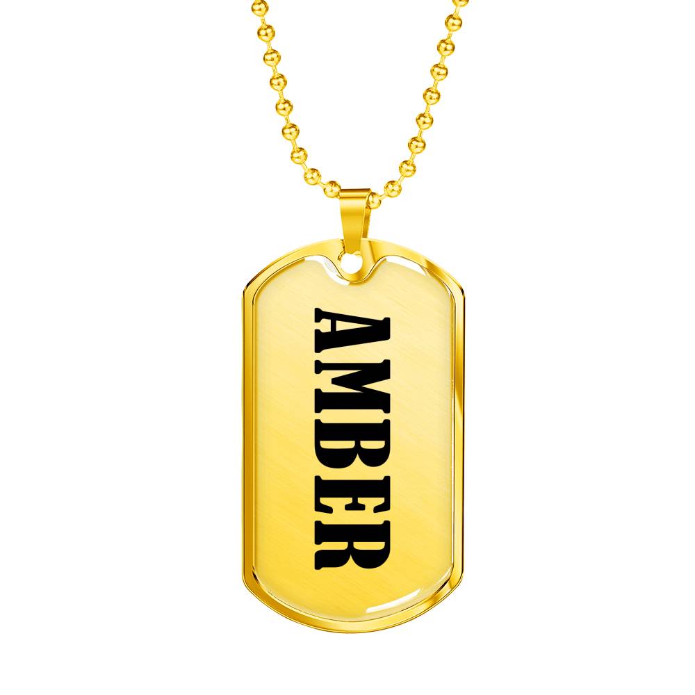 Amber v01 - 18k Gold Finished Luxury Dog Tag Necklace