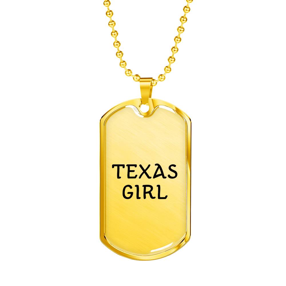 Texas Girl - 18k Gold Finished Luxury Dog Tag Necklace