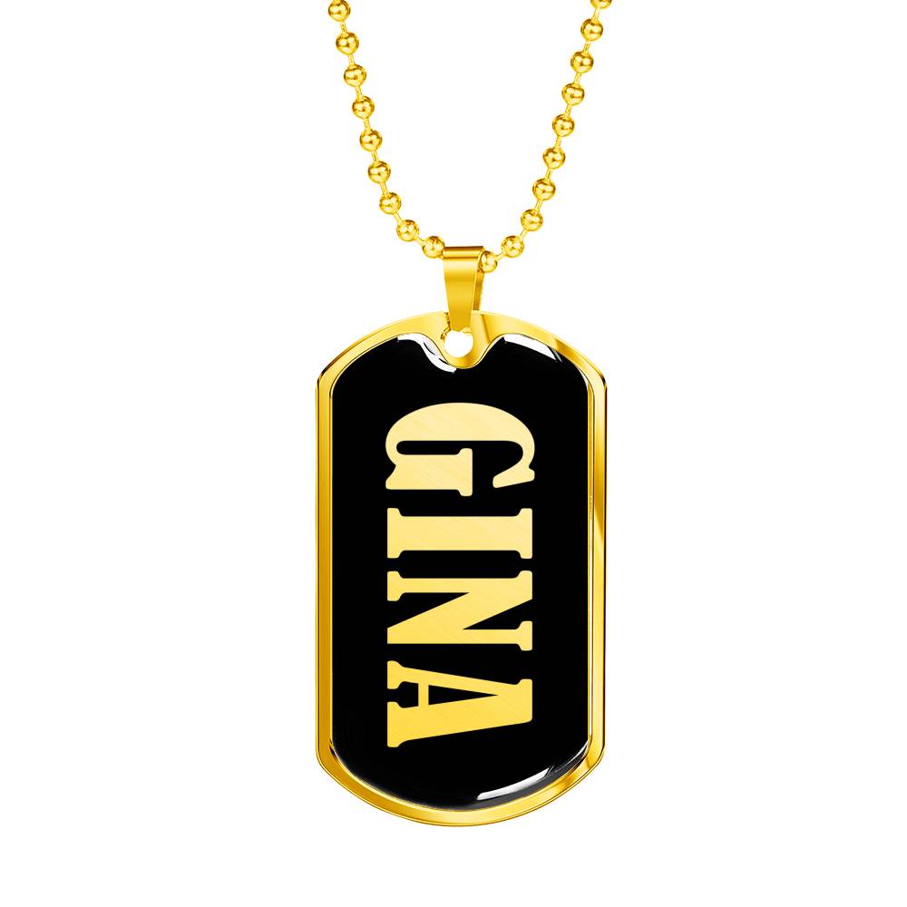 Gina v02 - 18k Gold Finished Luxury Dog Tag Necklace