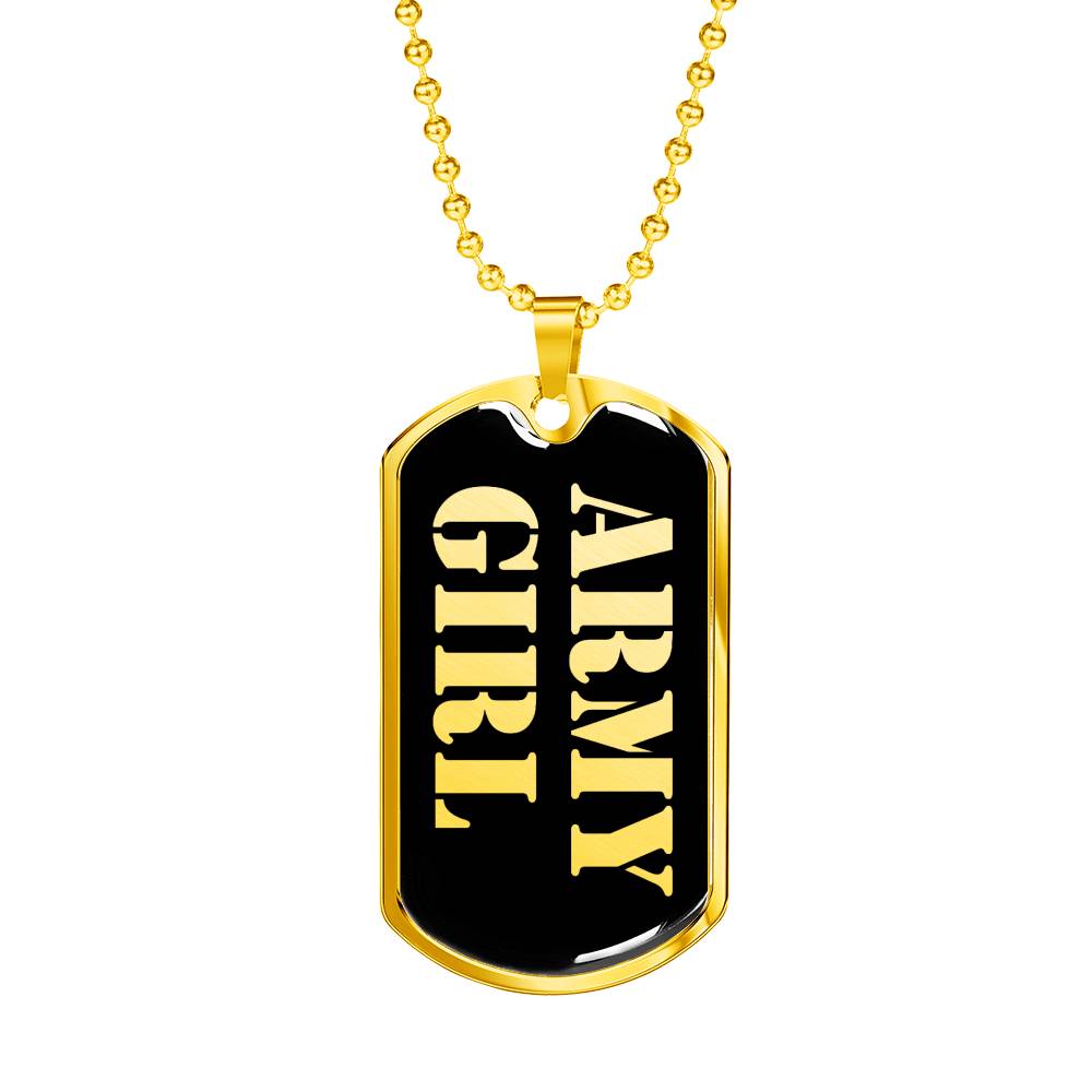Army Girl v2 - 18k Gold Finished Luxury Dog Tag Necklace